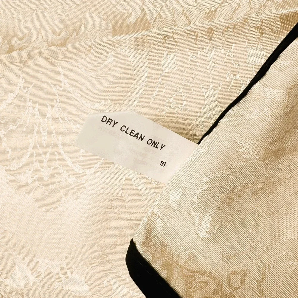 Vintage W-C Designs 1992 Damask Dinner Napkins Set of 12 Ivory Velvet Trim